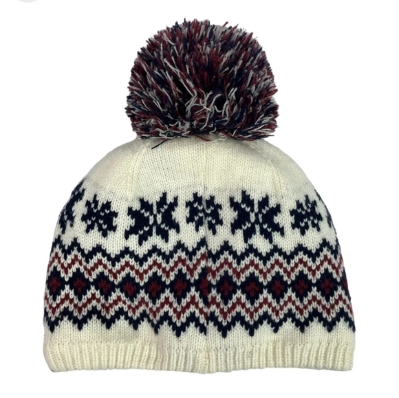 NWT Women's Timberland Knit Fair Isle Pom Pom Fleece Beanie - Picture 8 of 10